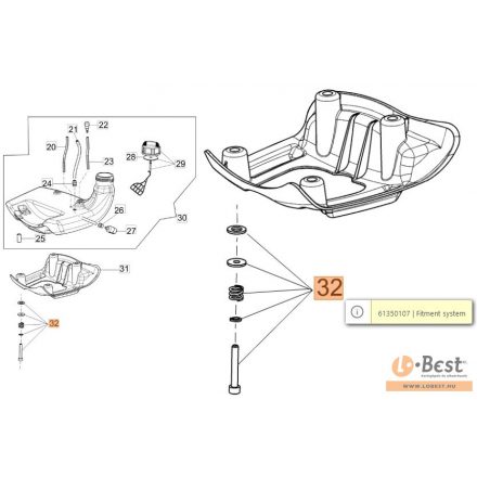 Csavar készlet (csavar+alátétek+rugó) BC 430 S-T-TL, BCF 430 