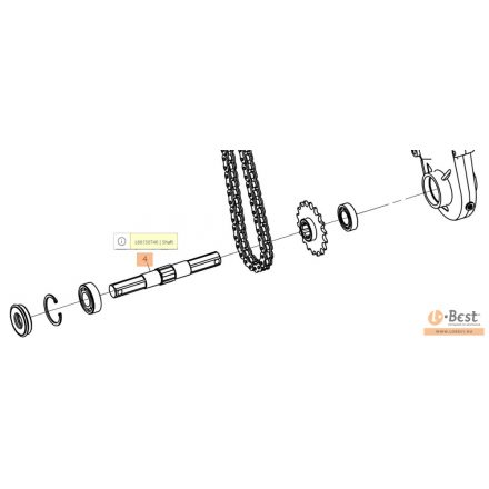 Tengely bronz kerékhez K 800HC motorhoz,  MH 197 RK-RKS, MH 198 RK-RKS